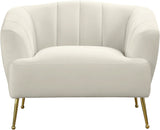 Tori Velvet / Engineered Wood / Foam Contemporary Cream Velvet Chair - 39" W x 31.75" D x 30" H