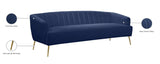 Tori Velvet / Engineered Wood / Foam Contemporary Navy Velvet Sofa - 84.50" W x 31.5" D x 29.75" H