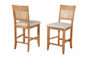 Alpine Furniture Aspen Set of 2 Pub Chairs, Antique Natural 8812-04 Iron Brush Antique Natural Acacia Solids and Acacia Veneer 23 x 20 x 42