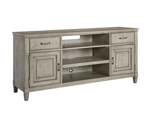 Newport 66" Sand Finish TV Console - Handcrafted Poplar & White Oak, Stylish Storage & Cable Management