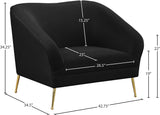 Hermosa Velvet / Engineered Wood / Foam Contemporary Black Velvet Chair - 42.75" W x 34.5" D x 34.25" H