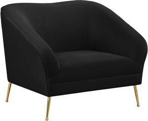 Hermosa Velvet / Engineered Wood / Foam Contemporary Black Velvet Chair - 42.75" W x 34.5" D x 34.25" H