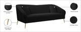 Hermosa Velvet / Engineered Wood / Foam Contemporary Black Velvet Sofa - 87" W x 34.5" D x 34.25" H