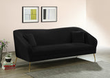 Hermosa Velvet / Engineered Wood / Foam Contemporary Black Velvet Sofa - 87" W x 34.5" D x 34.25" H