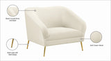 Hermosa Velvet / Engineered Wood / Foam Contemporary Cream Velvet Chair - 42.75" W x 34.5" D x 34.25" H