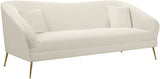 Hermosa Velvet / Engineered Wood / Foam Contemporary Cream Velvet Sofa - 87" W x 34.5" D x 34.25" H