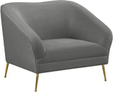 Hermosa Velvet / Engineered Wood / Foam Contemporary Grey Velvet Chair - 42.75" W x 34.5" D x 34.25" H