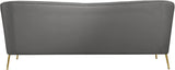 Hermosa Velvet / Engineered Wood / Foam Contemporary Grey Velvet Sofa - 87" W x 34.5" D x 34.25" H
