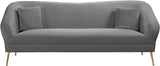Hermosa Velvet / Engineered Wood / Foam Contemporary Grey Velvet Sofa - 87" W x 34.5" D x 34.25" H
