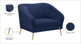 Hermosa Velvet / Engineered Wood / Foam Contemporary Navy Velvet Chair - 42.75" W x 34.5" D x 34.25" H