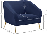 Hermosa Velvet / Engineered Wood / Foam Contemporary Navy Velvet Chair - 42.75" W x 34.5" D x 34.25" H