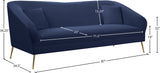 Hermosa Velvet / Engineered Wood / Foam Contemporary Navy Velvet Sofa - 87" W x 34.5" D x 34.25" H