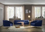Hermosa Velvet / Engineered Wood / Foam Contemporary Navy Velvet Sofa - 87" W x 34.5" D x 34.25" H