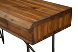 Alpine Furniture Live Edge 1 Drawer Writing Desk, Light Walnut 1968-66 Light Walnut Solid Acacia Wood with Metal Legs 48 x 19.5 x 30