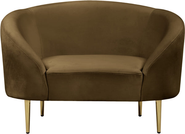 Ritz Velvet / Engineered Wood / Metal / Foam Contemporary Brown Velvet Chair - 43.5" W x 31.75" D x 30.5" H