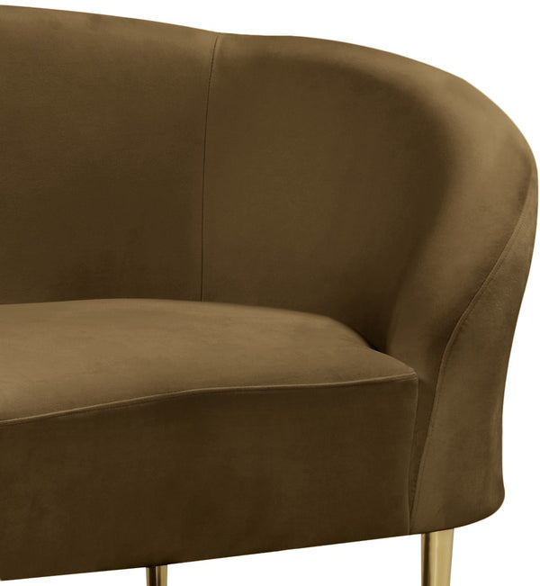 Ritz Velvet / Engineered Wood / Metal / Foam Contemporary Brown Velvet Chair - 43.5" W x 31.75" D x 30.5" H