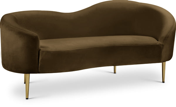 Ritz Velvet / Engineered Wood / Metal / Foam Contemporary Brown Velvet Loveseat - 67" W x 31.75" D x 30.5" H