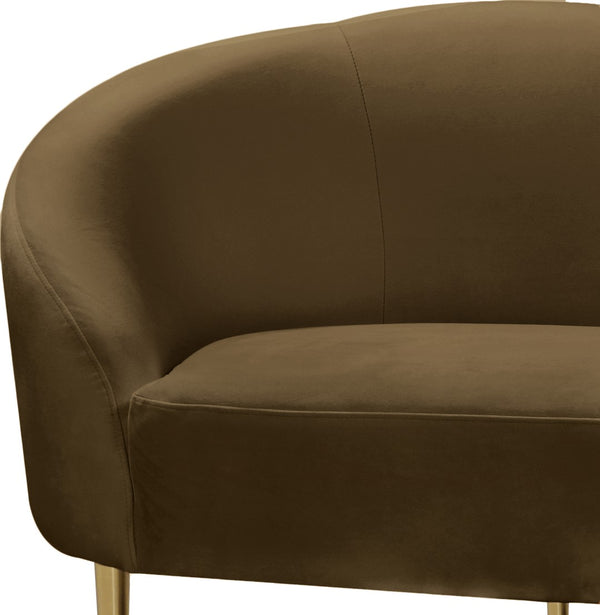 Ritz Velvet / Engineered Wood / Metal / Foam Contemporary Brown Velvet Loveseat - 67" W x 31.75" D x 30.5" H