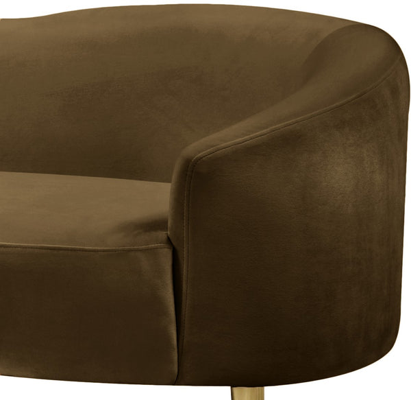 Ritz Velvet / Engineered Wood / Metal / Foam Contemporary Brown Velvet Loveseat - 67" W x 31.75" D x 30.5" H