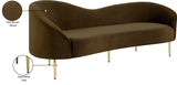 Ritz Velvet / Engineered Wood / Metal / Foam Contemporary Brown Velvet Sofa - 85.5" W x 31.75" D x 30.5" H