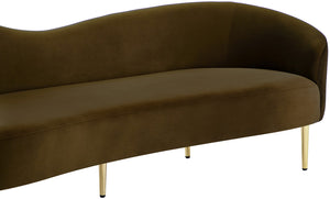 Ritz Velvet / Engineered Wood / Metal / Foam Contemporary Brown Velvet Sofa - 85.5" W x 31.75" D x 30.5" H