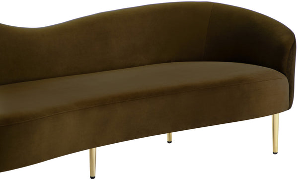 Ritz Velvet / Engineered Wood / Metal / Foam Contemporary Brown Velvet Sofa - 85.5" W x 31.75" D x 30.5" H