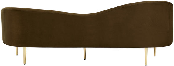 Ritz Velvet / Engineered Wood / Metal / Foam Contemporary Brown Velvet Sofa - 85.5" W x 31.75" D x 30.5" H