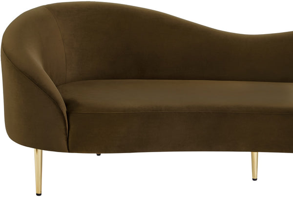 Ritz Velvet / Engineered Wood / Metal / Foam Contemporary Brown Velvet Sofa - 85.5" W x 31.75" D x 30.5" H