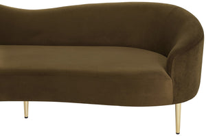 Ritz Velvet / Engineered Wood / Metal / Foam Contemporary Brown Velvet Sofa - 85.5" W x 31.75" D x 30.5" H