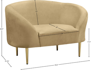 Ritz Velvet / Engineered Wood / Metal / Foam Contemporary Camel Velvet Chair - 43.5" W x 31.75" D x 30.5" H