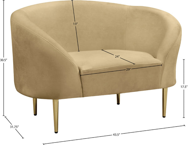 Ritz Velvet / Engineered Wood / Metal / Foam Contemporary Camel Velvet Chair - 43.5" W x 31.75" D x 30.5" H