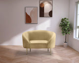 Ritz Velvet / Engineered Wood / Metal / Foam Contemporary Camel Velvet Chair - 43.5" W x 31.75" D x 30.5" H