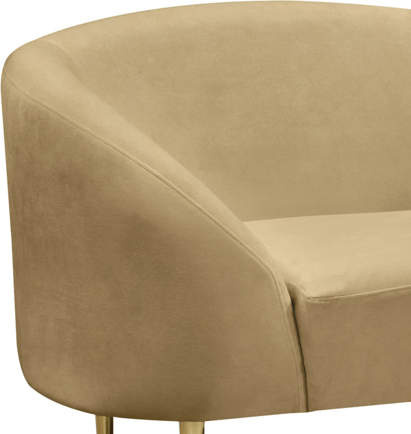 Ritz Velvet / Engineered Wood / Metal / Foam Contemporary Camel Velvet Chair - 43.5" W x 31.75" D x 30.5" H