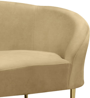 Ritz Velvet / Engineered Wood / Metal / Foam Contemporary Camel Velvet Chair - 43.5" W x 31.75" D x 30.5" H