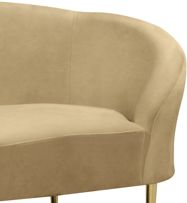 Ritz Velvet / Engineered Wood / Metal / Foam Contemporary Camel Velvet Chair - 43.5" W x 31.75" D x 30.5" H