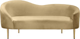 Ritz Velvet / Engineered Wood / Metal / Foam Contemporary Camel Velvet Loveseat - 43.5" W x 31.75" D x 30.5" H