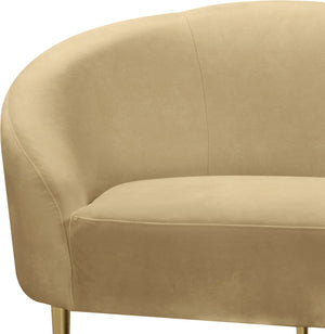 Ritz Velvet / Engineered Wood / Metal / Foam Contemporary Camel Velvet Loveseat - 43.5" W x 31.75" D x 30.5" H