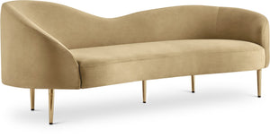 Ritz Velvet / Engineered Wood / Metal / Foam Contemporary Camel Velvet Sofa - 43.5" W x 31.75" D x 30.5" H