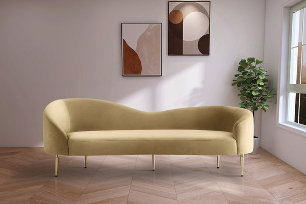 Ritz Velvet / Engineered Wood / Metal / Foam Contemporary Camel Velvet Sofa - 43.5" W x 31.75" D x 30.5" H