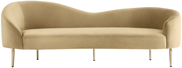 Ritz Velvet / Engineered Wood / Metal / Foam Contemporary Camel Velvet Sofa - 43.5" W x 31.75" D x 30.5" H