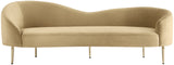 Ritz Velvet / Engineered Wood / Metal / Foam Contemporary Camel Velvet Sofa - 43.5" W x 31.75" D x 30.5" H