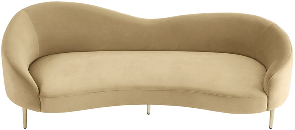 Ritz Velvet / Engineered Wood / Metal / Foam Contemporary Camel Velvet Sofa - 43.5" W x 31.75" D x 30.5" H