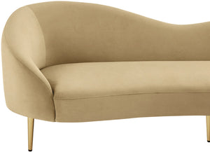 Ritz Velvet / Engineered Wood / Metal / Foam Contemporary Camel Velvet Sofa - 43.5" W x 31.75" D x 30.5" H