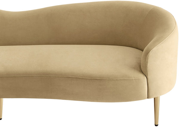 Ritz Velvet / Engineered Wood / Metal / Foam Contemporary Camel Velvet Sofa - 43.5" W x 31.75" D x 30.5" H