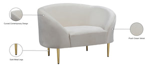 Ritz Velvet / Engineered Wood / Metal / Foam Contemporary Cream Velvet Chair - 43.5" W x 31.75" D x 30.5" H