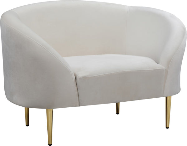 Ritz Velvet / Engineered Wood / Metal / Foam Contemporary Cream Velvet Chair - 43.5" W x 31.75" D x 30.5" H