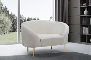 Ritz Velvet / Engineered Wood / Metal / Foam Contemporary Cream Velvet Chair - 43.5" W x 31.75" D x 30.5" H