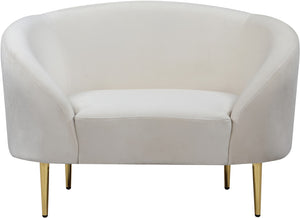 Ritz Velvet / Engineered Wood / Metal / Foam Contemporary Cream Velvet Chair - 43.5" W x 31.75" D x 30.5" H
