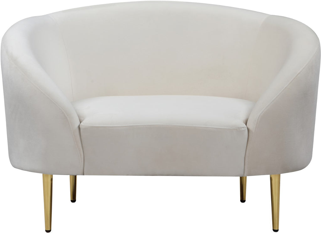 Ritz Velvet / Engineered Wood / Metal / Foam Contemporary Cream Velvet Chair - 43.5" W x 31.75" D x 30.5" H