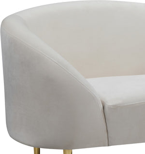 Ritz Velvet / Engineered Wood / Metal / Foam Contemporary Cream Velvet Chair - 43.5" W x 31.75" D x 30.5" H